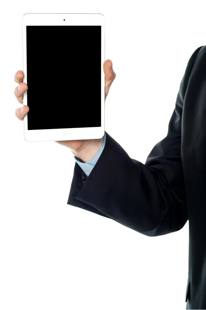 Hand Holding a Tablet with Black Screen