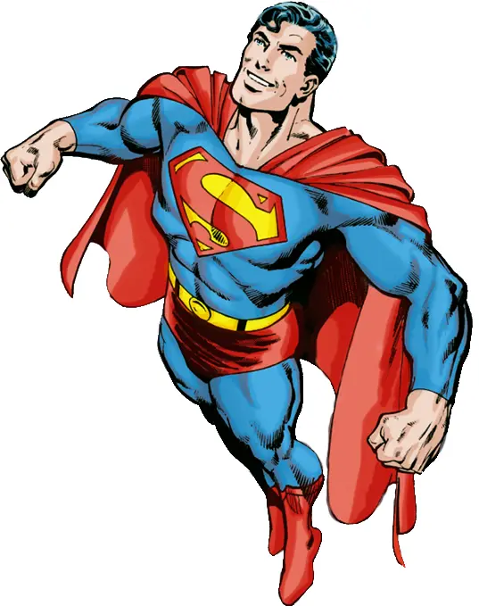 Superhero in Blue Suit with Red Cape