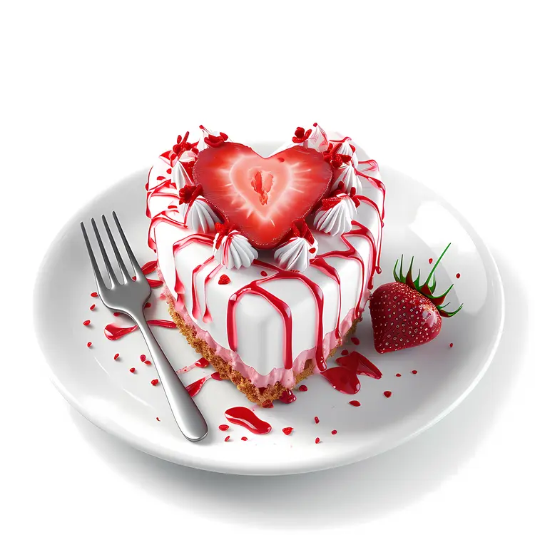 Heart-shaped Cake with Strawberry