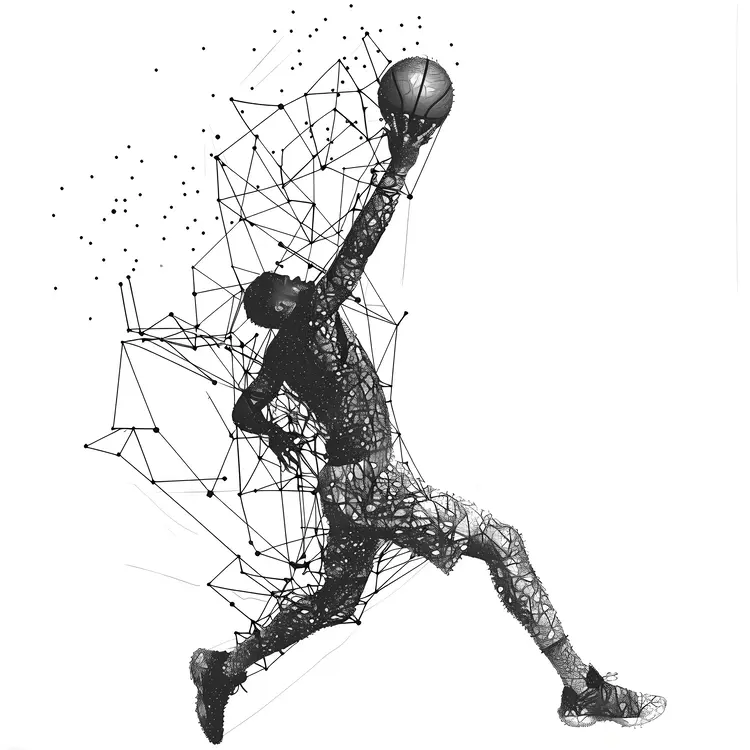 Geometric Basketball Player Dunking