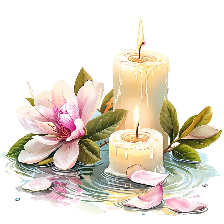 Candles and Flowers with Water