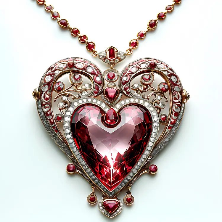 Ornate Red Heart Pendant