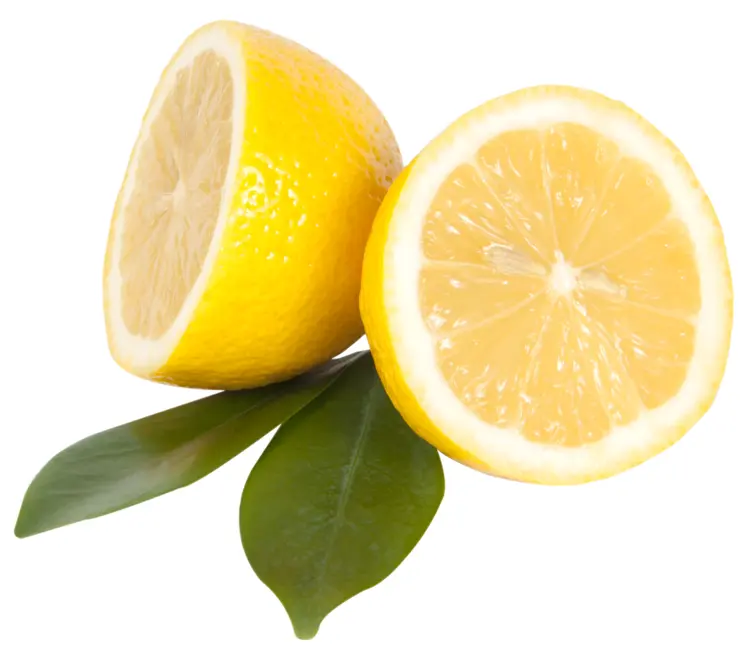 Fresh Yellow Lemons with Leaves