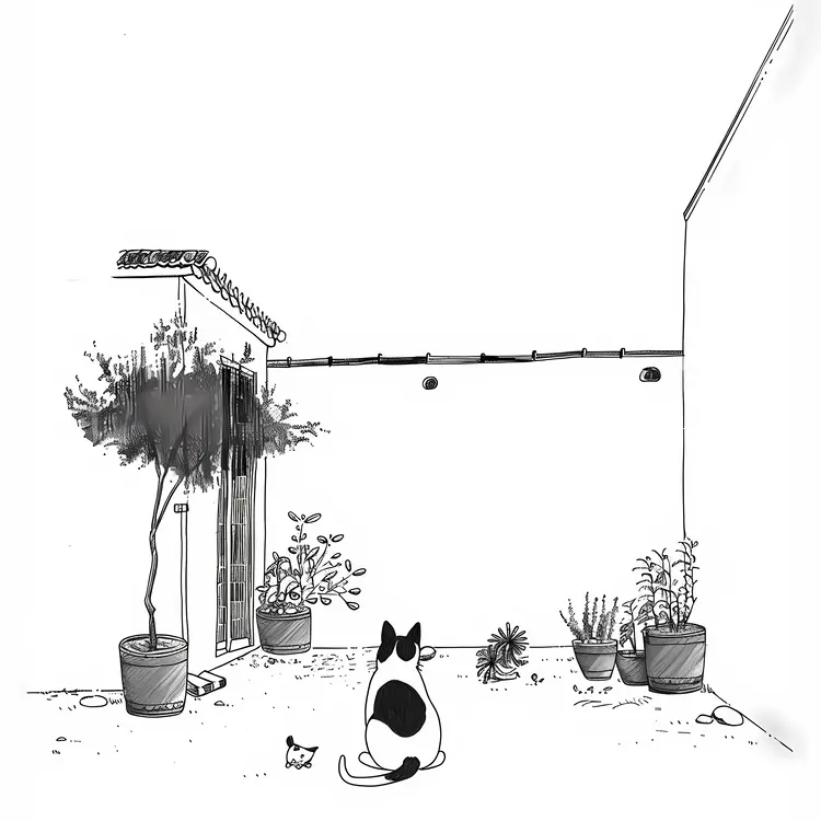 Cat in a Backyard