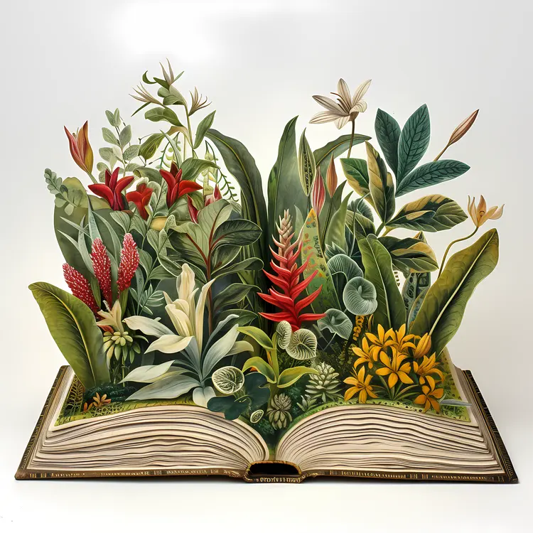 Open Book with Pop-up Plants