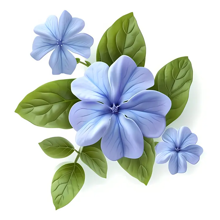 Cluster of Blue Flowers with Green Leaves