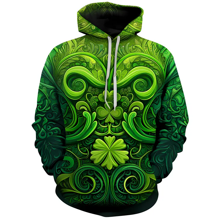 Green Hoodie with Intricate Design