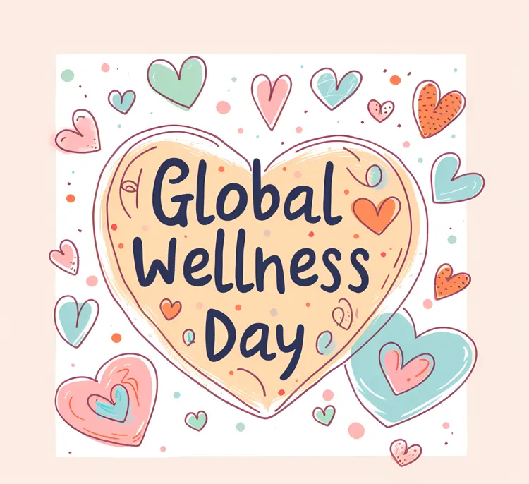 Global Wellness Day Heart Stamp