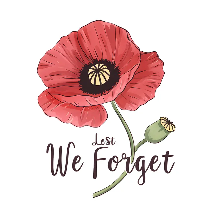 Red Poppy with Lest We Forget