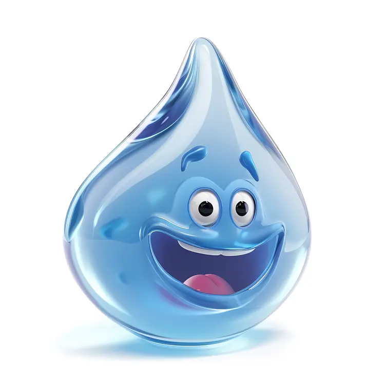 Smiling Blue Water Drop Character
