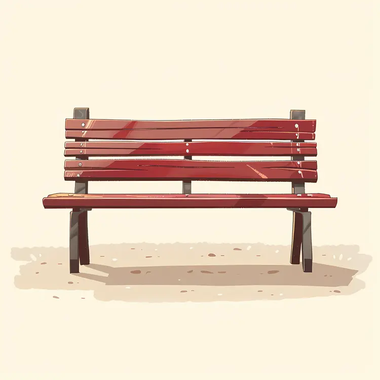 Red Wooden Bench in a Park