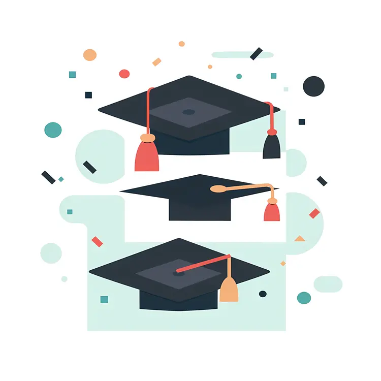Graduation Caps with Confetti
