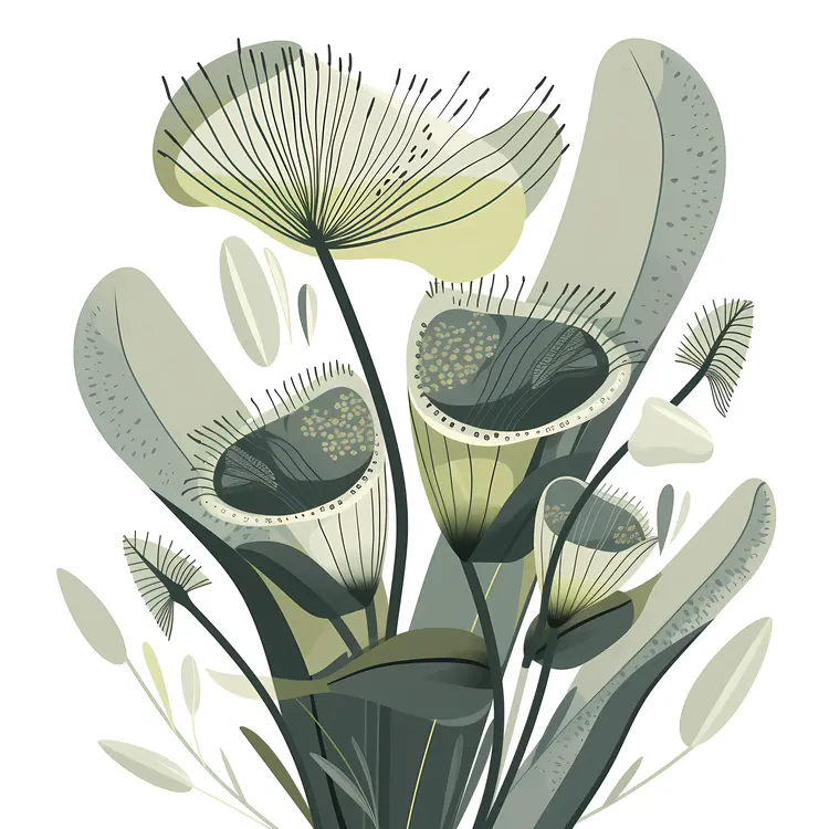 Green Abstract Flowers Illustration