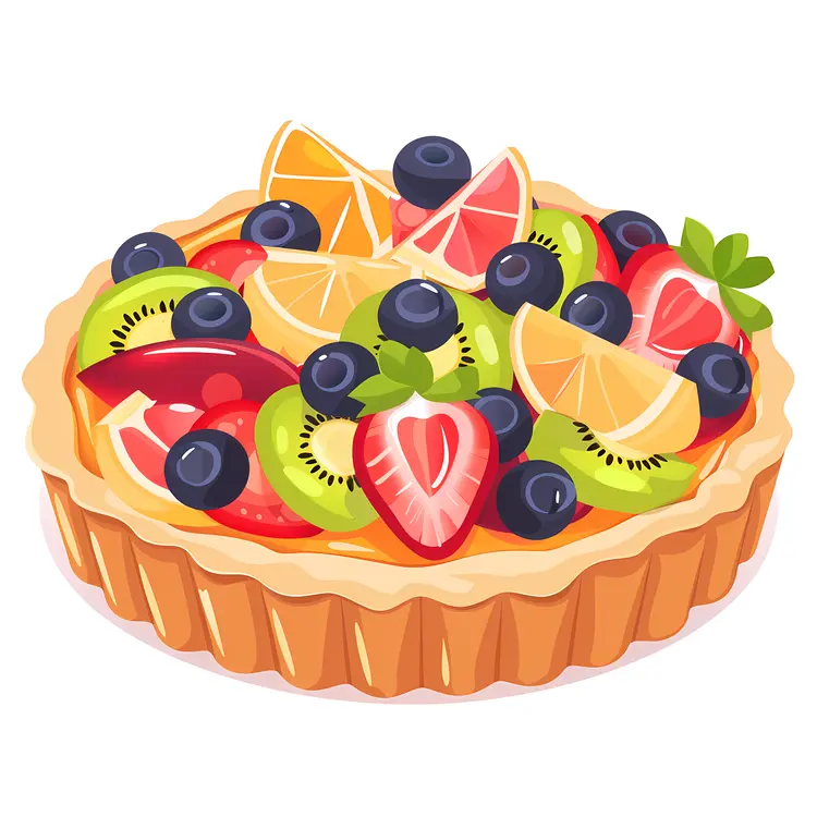 Fruit Tart with Strawberries, Oranges, and Kiwi