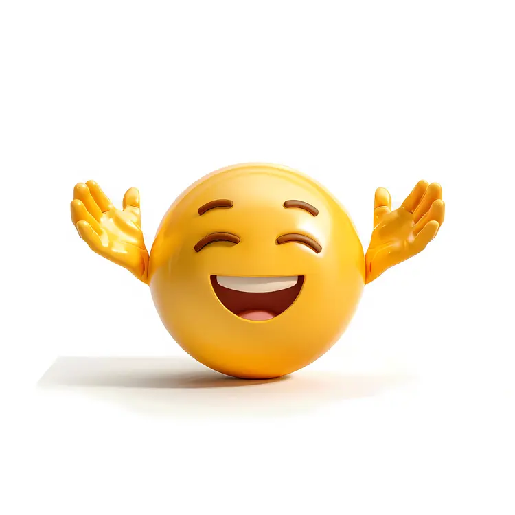 Happy Emoji with Hands Up