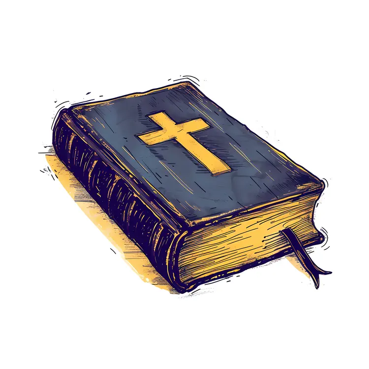 Illustrated Bible with Cross and Bookmark