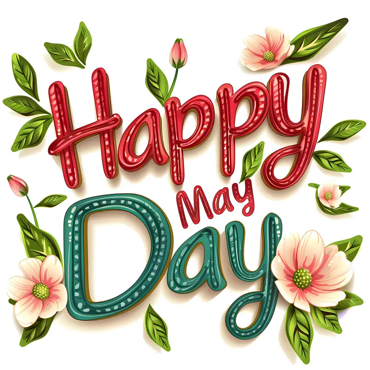 Happy May Day with 3D Text