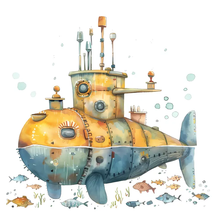 Colorful Whimsical Submarine