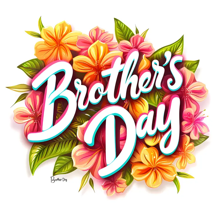 Brother's Day Text with Colorful Flowers
