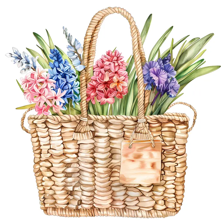 Wicker Basket with Colorful Flowers