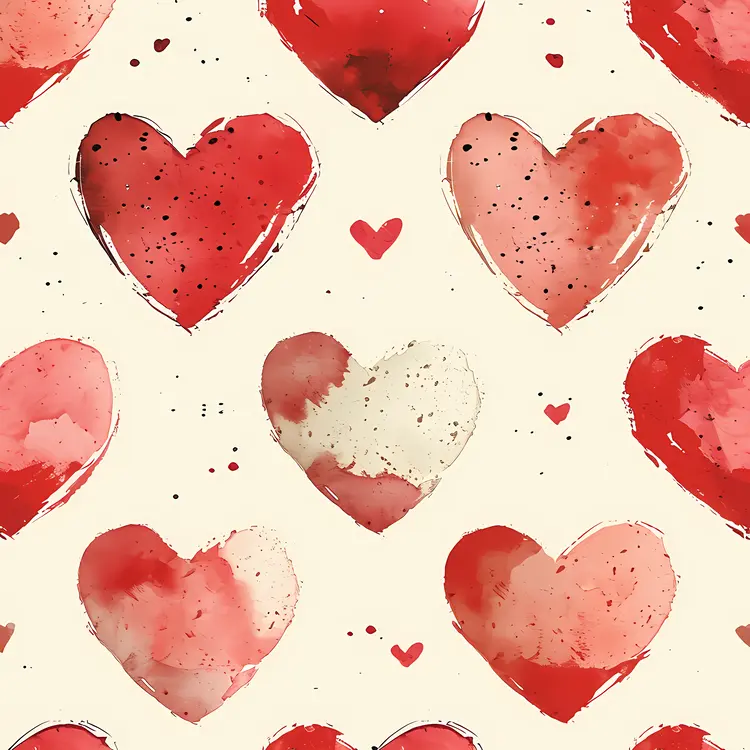 Watercolor Red Hearts