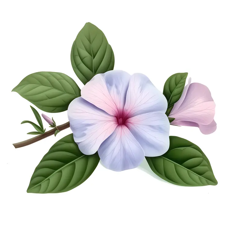 Pastel Flower with Green Leaves