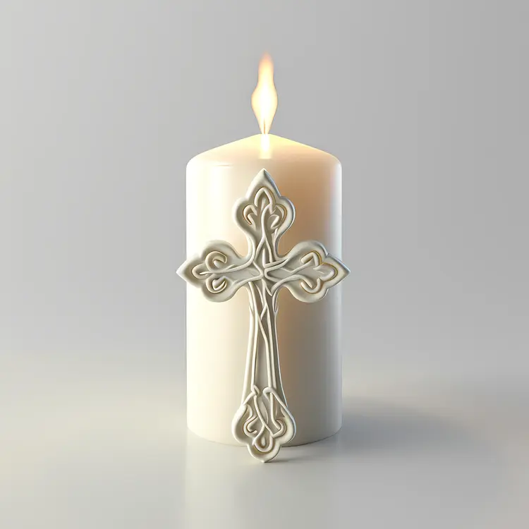 White Candle with Cross