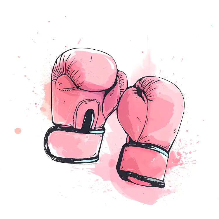 Pink Boxing Gloves Watercolor Illustration