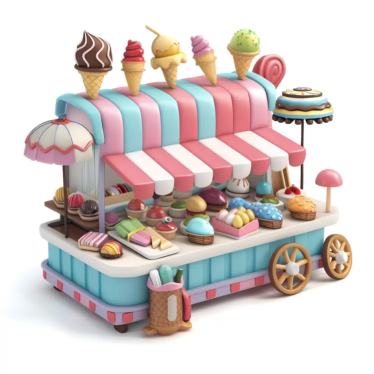 Colorful Ice Cream Cart with Sweets