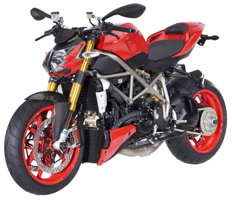 Red and Black Motorcycle with Exposed Frame