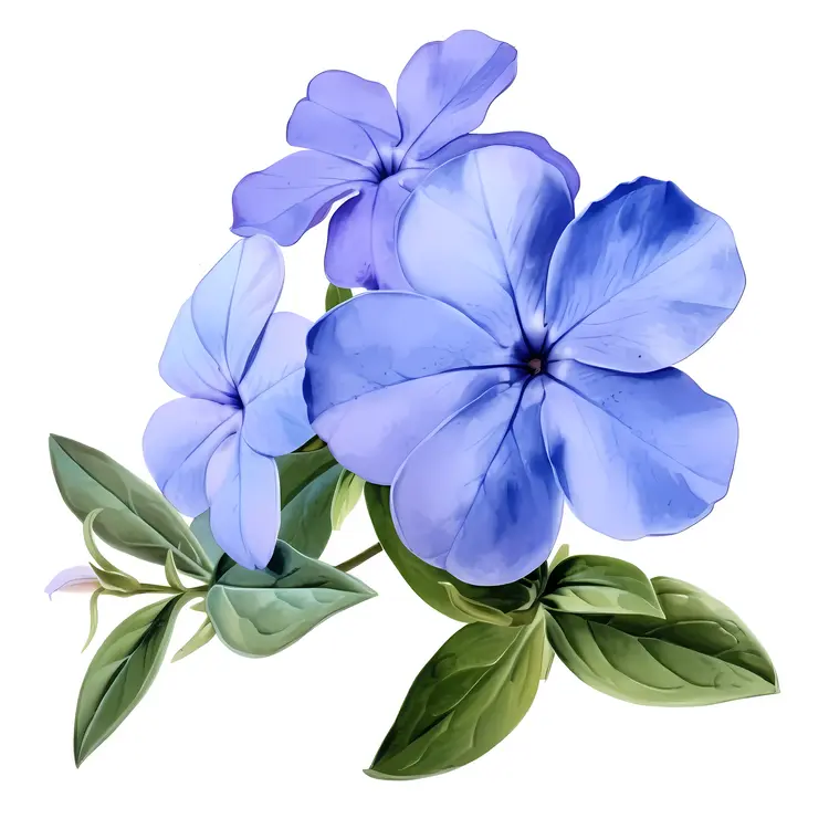 Blue Flowers with Green Leaves