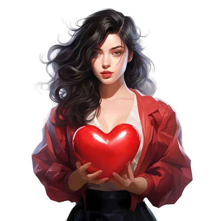 Girl with Red Heart