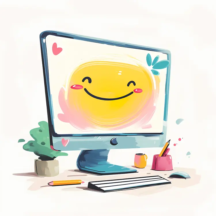 Smiley Face on Computer Screen