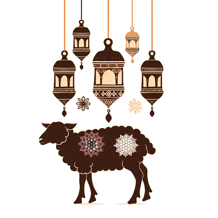 Eid Sheep with Ornate Lanterns
