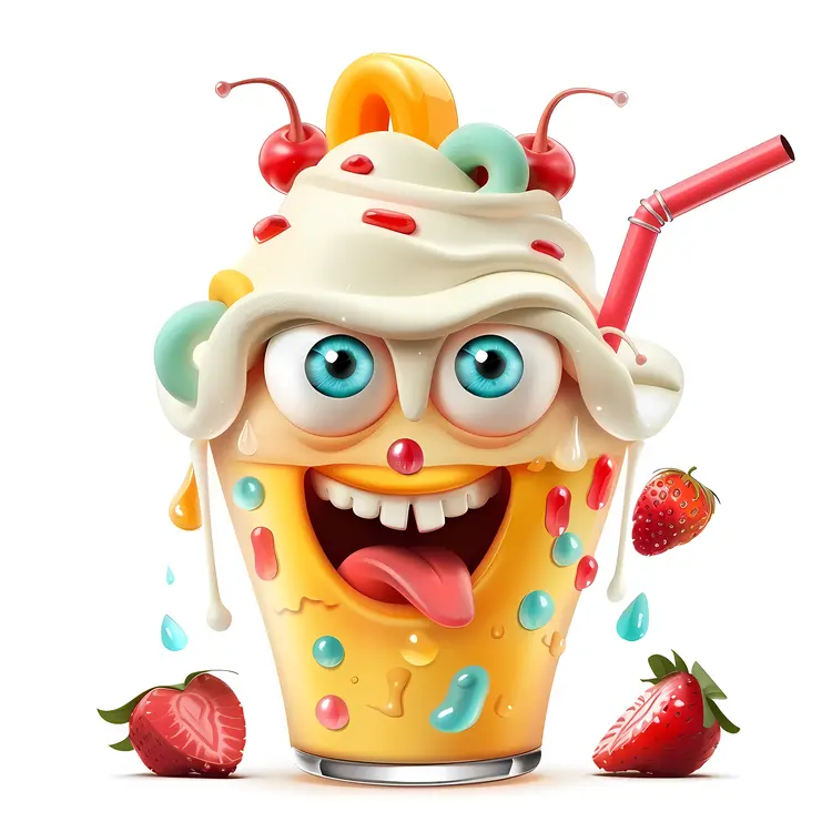Yellow Cupcake with Whipped Cream and Strawberries