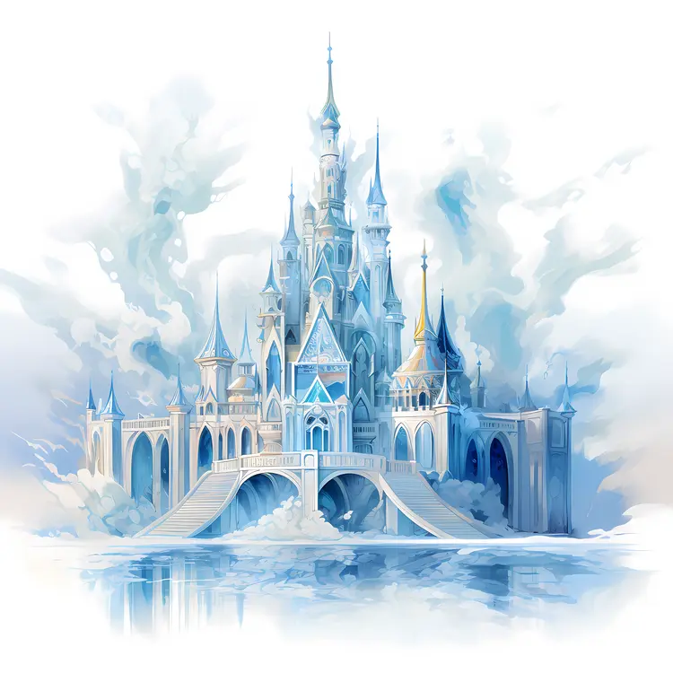 Enchanted Ice Castle with Snowy Surroundings