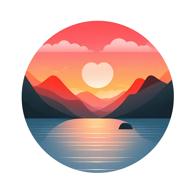 Heart-Shaped Sunset Over Lake
