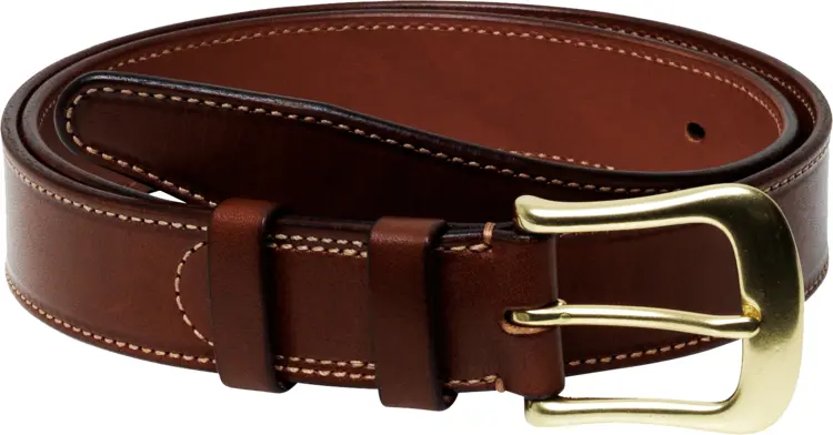 Brown Leather Belt with Gold Buckle