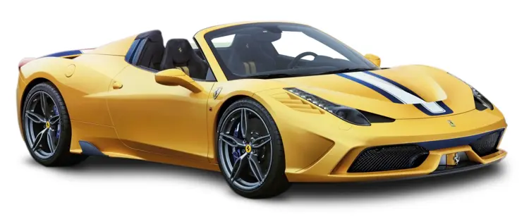 Yellow Ferrari 458 Convertible