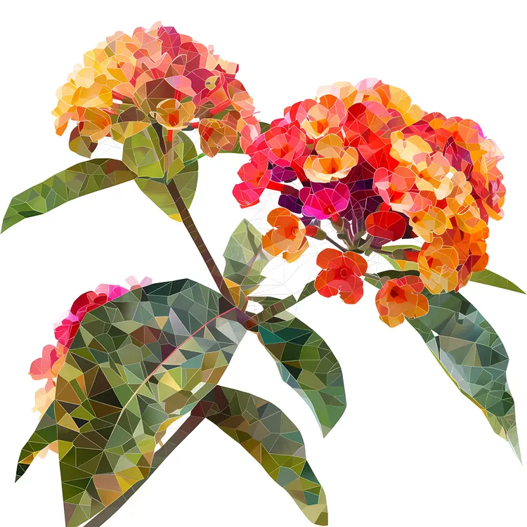 Polygonal Red and Yellow Flowers in Full Bloom
