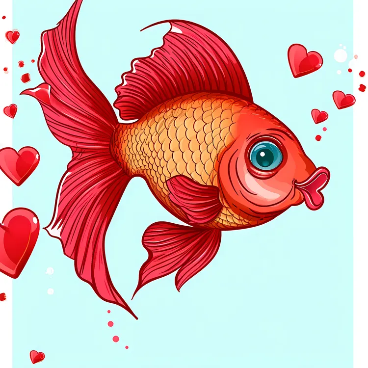 Red Fish with Hearts
