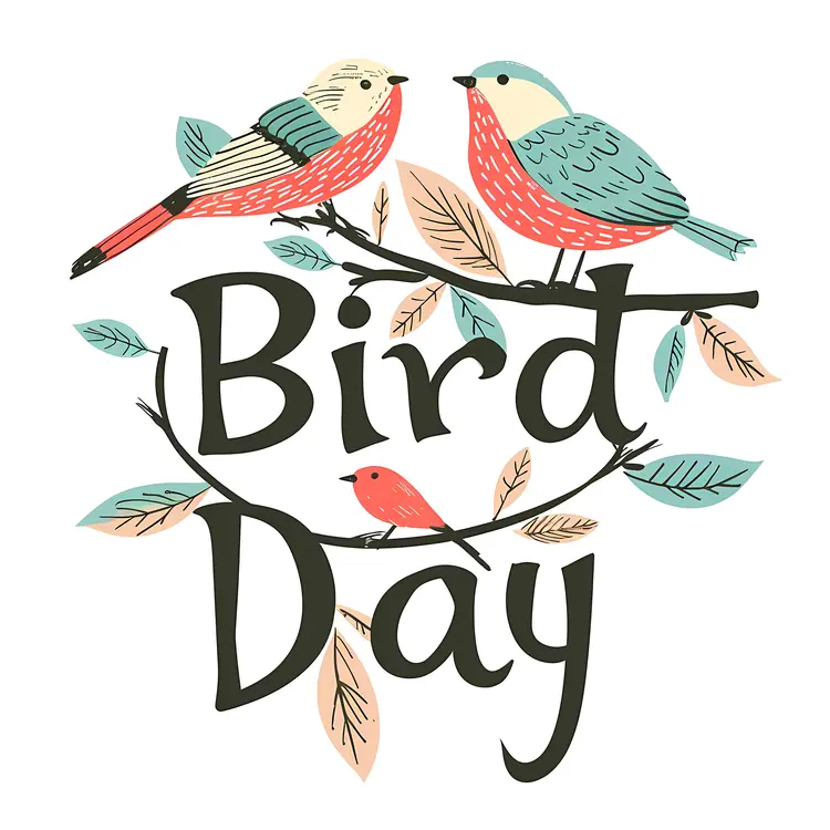 Birds on Branch for Bird Day Celebration