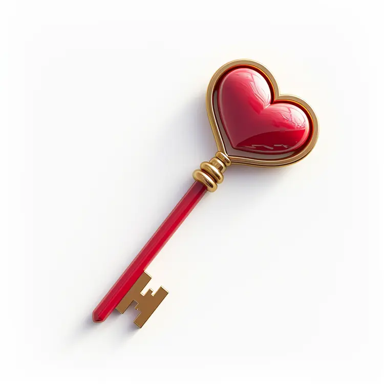 Modern Red Heart Key