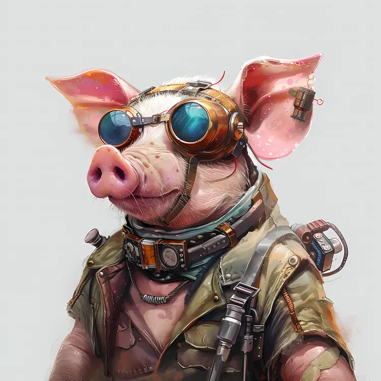 Steampunk Pig with Goggles
