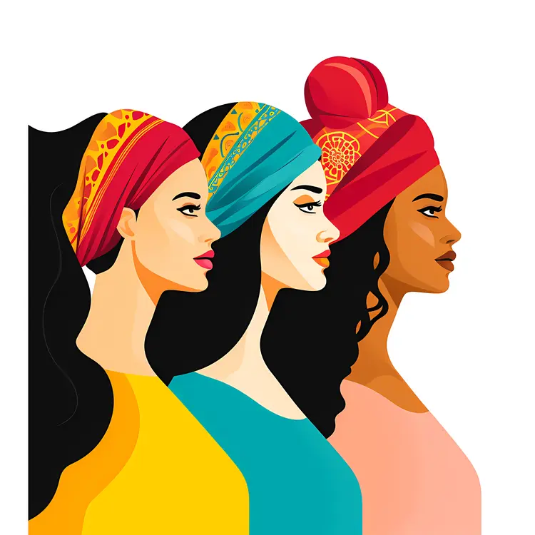 Three Women with Headscarves
