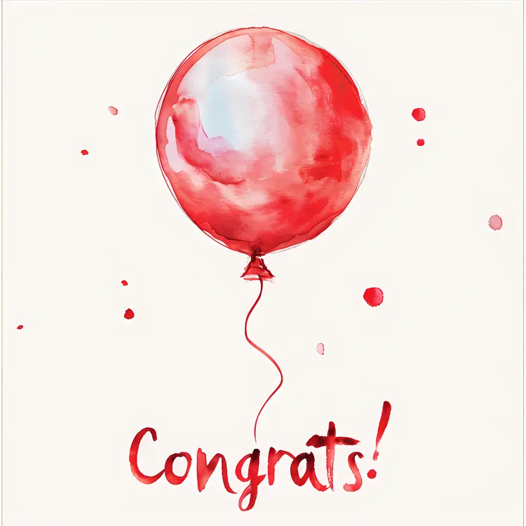Red Balloon with Congrats Message