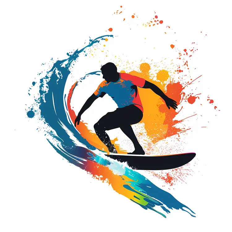 Colorful Surfer Illustration