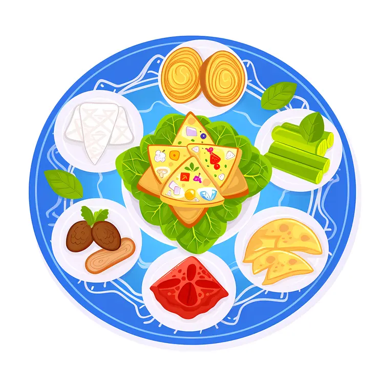 Colorful Food Platter with Various Appetizers