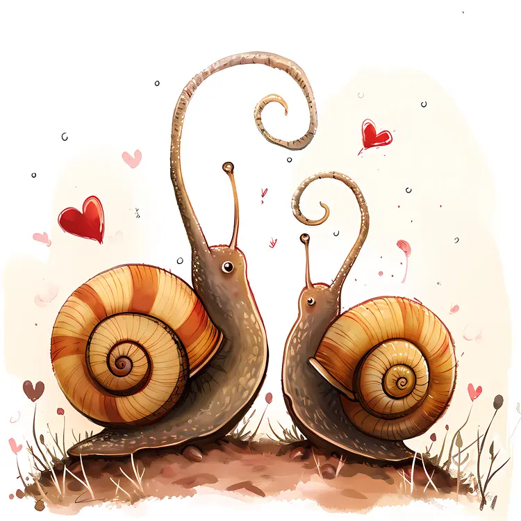 Snails with Spiral Shells and Hearts