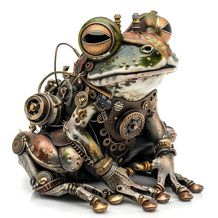Steampunk Mechanical Frog with Gears